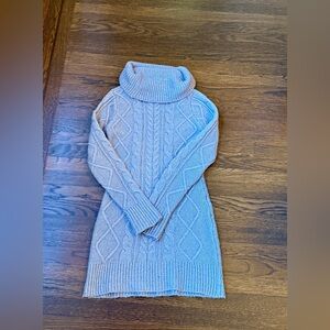 Grey Cable Knit Turtleneck Sweater Dress Size S